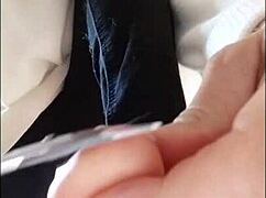 spy cam catches big tits amateur ruttare topless while doing makeup with feet out