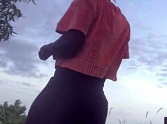 wanna see this crazy bitch twerking her ass half naked deep in the forest