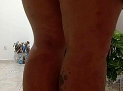 Curvy latina neighbor cleans new apartment showing off her chubby figure