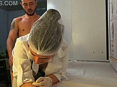 patient gets rock hard boner from hot nurse's hands during checkup