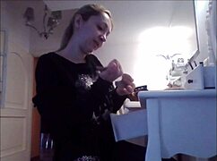 spy cam catches big tits amateur ruttare topless while doing makeup with feet out
