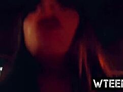 damn michelle martinez that petite latina teen rides cock hard after garage blowjob