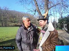 daddy's fat redhead bunny mia trejsi and katy rose scream in double vaginal foursome!