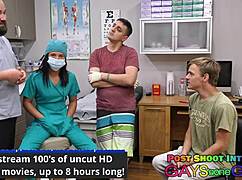 dr canada backstage peels off latex shorts to fill your mouth with cum