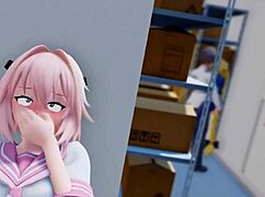 astolfo dressed up strokes huge cock until massive cum explosion