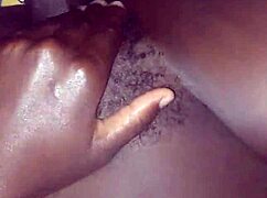 Watch her rub big black cock over hairy pussy then fuck