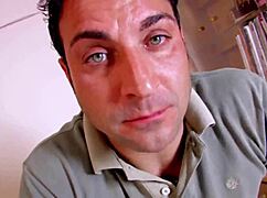 busty brunette bent over desk takes hard homemade tit bouncing fuck