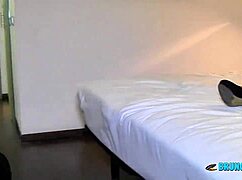 husband greets guest points to slutty maria at door