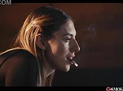 pov: blonde smokes cig, gets horny fast, delivers dirty smokey blowjob and handjob with cumshot