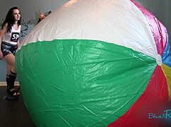 Mega Beach Ball Gets Inflated Backstage By Brunette Milf