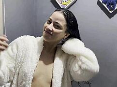 man, bibi mendes looks so hot naked in that steamy shower, all wet and curvy