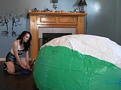 Mega Beach Ball Gets Inflated Backstage By Brunette Milf