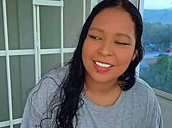 rooftop bricklayer dominates submissive latina milf with facial blowjob and golden shower