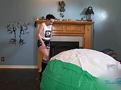 Mega Beach Ball Gets Inflated Backstage By Brunette Milf