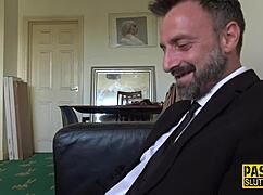 Scottish sub chokes on deepthroat while dom controls her fully