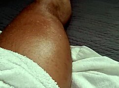 Muscular masseuse rips clothes, jerks oiled huge cock to explosive orgasm