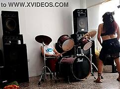 Curvy latina student strips and shakes huge ass for neighbors