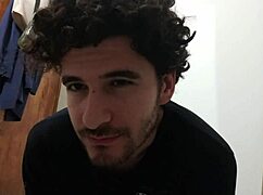 skinny young solo guy jerks big cock in bathroom homemade after getting laid