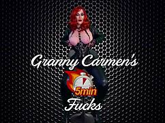 Lady in red granny carmen fucked doggy then missionary creampie