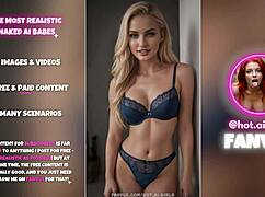 Hot ai-generated blonde babes flaunt curves in blue lingerie collection