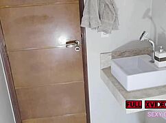 Fucked hard in family party bathroom with huge cock