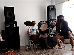 Curvy latina student strips and shakes huge ass for neighbors