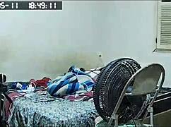 Security cam catches busty BBW stepmom cheating flashing huge pussy to daddy on lingerie