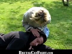 i love watching these slutty blondes fight then suck cock together in group hardcore