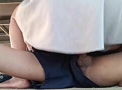 cute petite asian teen gets rough creampie deep in hairy beaver pussy