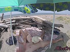 On Tenerife Nudist Beach Stepdaughter Grips And Jerks Stepdad's Cock In Voyeur Hidden Cam