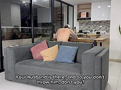 Busty Blonde Neighbor Beckons Secretly As Husband Scrolls Phone