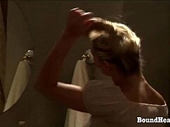 after her bath the dominating czech milf mistress inspects her teen slave's bound tits hands-on