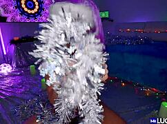 damn that bubble butt latina rides sloppy in latex on christmas 🎄🍑💦