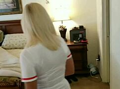 nurse gives blindfolded patient footjob and toe sucking playtime