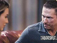 stepdad bends blonde teen paige owens over for taboo rides