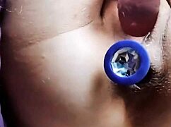 Milf masturbates double with close-up bent over doggystyle anal assfucking