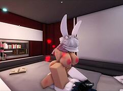 breaking her tight pussy deep in roblox game hardcore