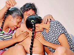 STEP MOM Joins DAUGHTER and BOYFRIEND for Wild Retro Threesome Fuck!