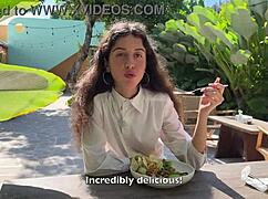 i begged my friend to blast cumshot on my face in cafe then ate food with sperm public cumwalk