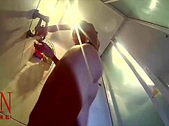 hidden cam catches young 18+ shower girl stripping naked, exposing shaved pussy and perky nipples!