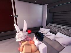 breaking her tight pussy deep in roblox game hardcore