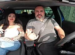 whoa anna belutti that tiny brazilian slut rode the driver's dick so hard in the car after dirty talk 😍 first time anal bareback??