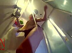 hidden cam catches young 18+ shower girl stripping naked, exposing shaved pussy and perky nipples!