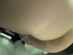 couple flashes tits in public toilet before wild outdoor fuck