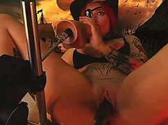 Pirate babe's huge tits quiver from vibrator orgasms everywhere