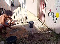 handyman gets paid with bareback ass fuck anal creampie and wild squirting gape