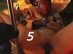 Pirate babe's huge tits quiver from vibrator orgasms everywhere