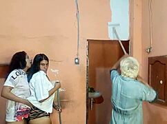 we strip and scissor wildly as painter watches