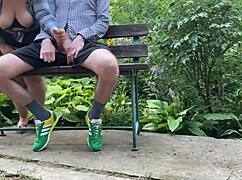 chubby mature cougar's saggy tits jiggle while begging for hot cum load outdoors