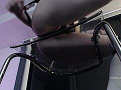 Sierra Sage Rides Massive Dildo on Clear Chair Wildly!